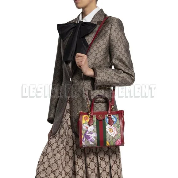 GUCCI Leather Ophidia GG Marmont Supreme Flora Convertible Bag - Picture 7 of 8